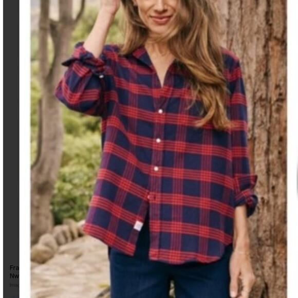 Frank & Eileen Eileen Button-Up Shirt Red And Blue Plaid Flannel Modal Size XS - Picture 9 of 15